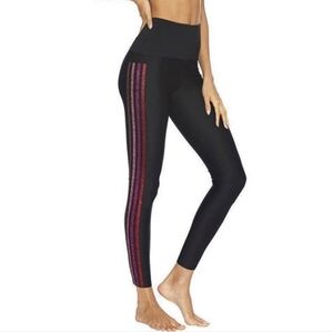 Beach Riot Jade Leggings Black Pink Glitter High Rise New Size Small Activewear